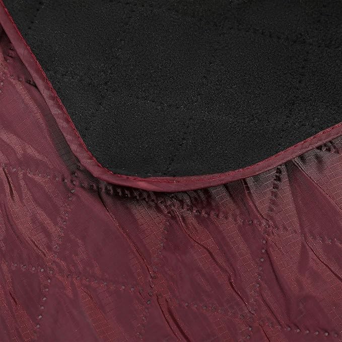 Tranqun 2 Large Outdoor Blanket 78'' x 55'' Quilted Windproof Waterproof Fleece Sandproof Stadium Foldable Warm Blanket for Camping Picnic Sporting Events Cold Weather (Dark Red)