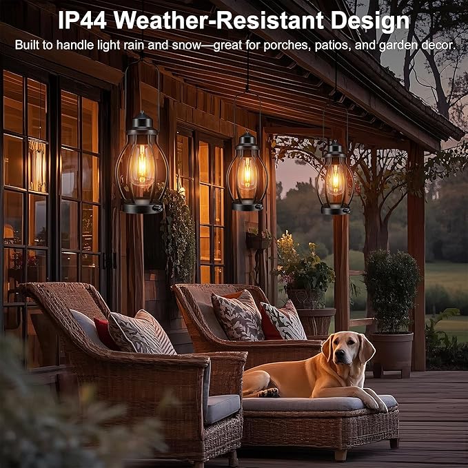 Rechargeable Outdoor Camping Lanterns 2Pack, Vintage Dimmable Hanging Outdoor Camping Lights with USB-C, Waterproof Table Lamps for Patio, Garden, Porch, Home Decorations