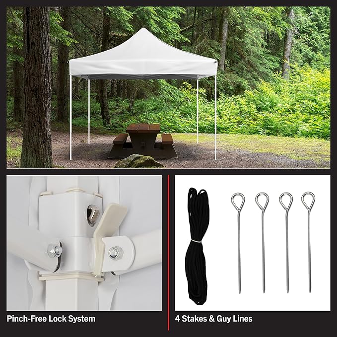Pop Up Canopy - 10x10 ft Canopy Tent - UPF30 Beach Tent Sun Shelter - Adjustable Height EZ Up Canopy with Bag - Tents for Parties by Stalwart (White)
