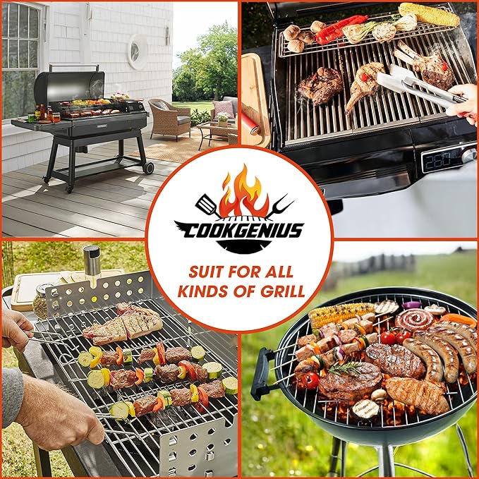 CockGenius Grill Brush with Scraper for BBQ Grills – 18 Inch Long Handle BBQ Grill Cleaner for Outdoor Grill, Extra Strong BBQ Grill Cleaner for Grill/Smoker/Gas/Charcoal Grill - Best BBQ Grill Tool