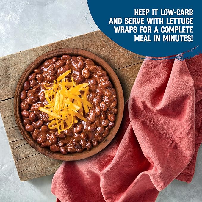 The Good Bean Heat and Eat Pouch - Low-Carb Classic Chili - (4 Pack) 10 oz Pouch - Simmered Black Soybeans with Chili Powder - Pre-Cooked Beans with Good Source of Plant Protein and Fiber