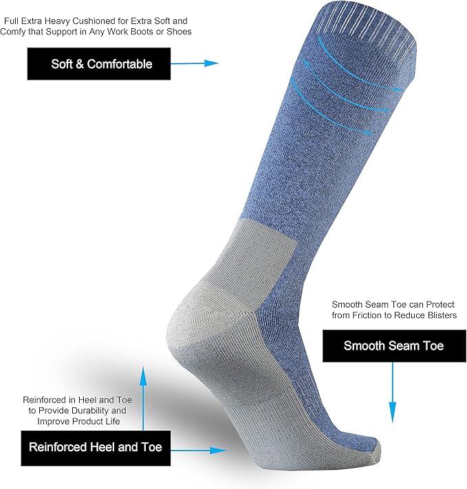ONKE Max Full Cushion Knee High Socks for Men Steel Toe Work Boot Over the Calf OTC Moisture Wicking Thermal Hiking Hunting