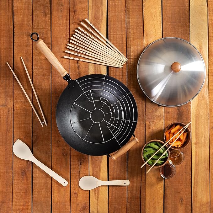 JOYCE CHEN Professional Series Nonstick 14-Inch Wok 13-Piece PFAS Free Cookware Set