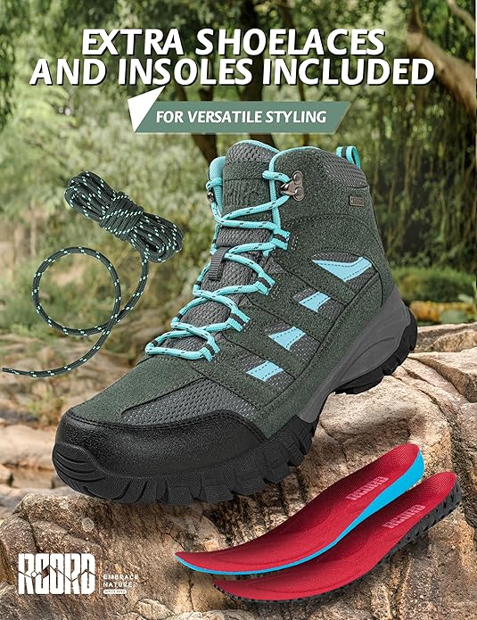 R CORD Hiking Boots Women Waterproof Breathable Non-Slip Womens Hiking Boots Arch Support for Rocky Trails Mountain Climbing & All-Day Comfort
