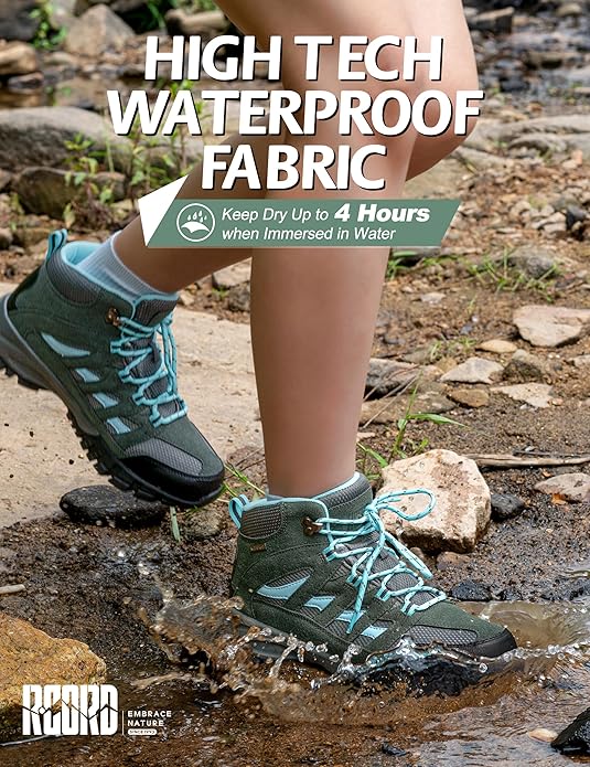 R CORD Hiking Boots Women Waterproof Breathable Non-Slip Womens Hiking Boots Arch Support for Rocky Trails Mountain Climbing & All-Day Comfort