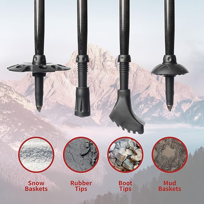 Drakon Outdoors - Drakon Sticks 2.0 - Heavy Duty Carbon Fiber Trekking Poles - Ultralight Collapsible Poles with Cork Handles, Flip Locks, Carbide Tips