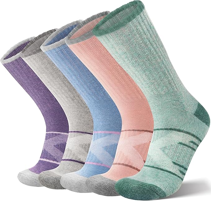 ANTSANG 5 Pairs Merino Wool Hiking Socks for Men & Women Thermal Winter Warm Moisture Wicking Cushion Boot Socks