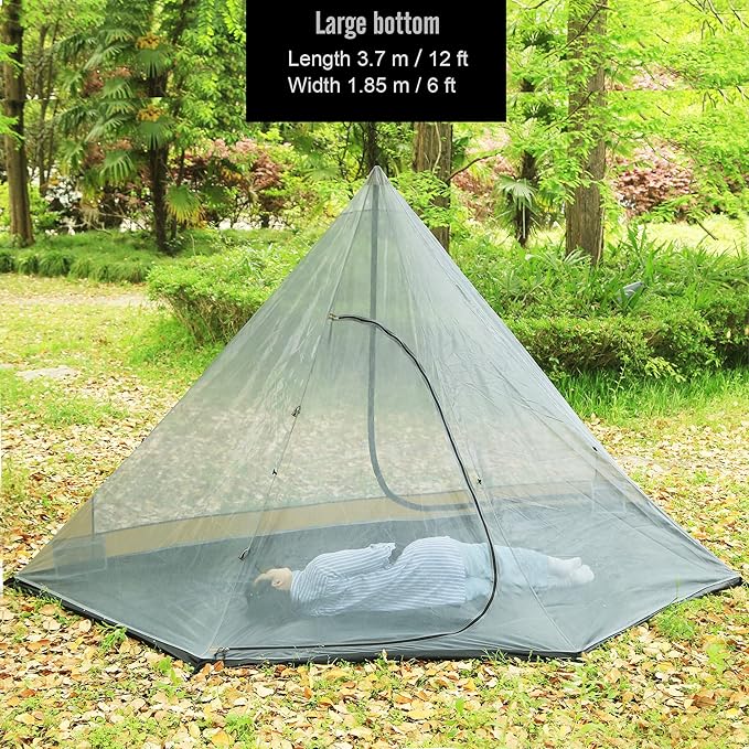 Inner Mesh for T1 T2 Large Size Tipi Hot Tent with Bathtub Bottom (Half Octagonal, Large)
