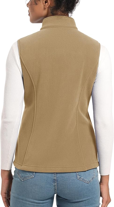 TACVASEN Women's Fleece Vest Lightweight Warm Vests Outerwear Sleeveless Zip Jacket Fall Winter Soft Vest with Pockets