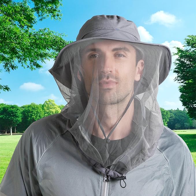 Connectyle Men's Mosquito Net Hat for Fishing Gardening Beekeeping Hiking Boonie Hat Outdoor UPF 50+ UV Sun Protection Hat
