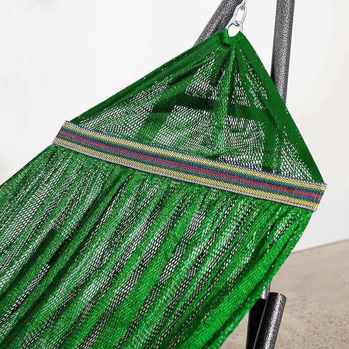 Best Home Fashion Hammock with Collapsible Steel Stand 450 lbs Capacity & Carrying Case, Portable & Adjustable, Perfect for Camping Beach Summer Patio, EZ Daze Foldable Hammock with Stand- Green