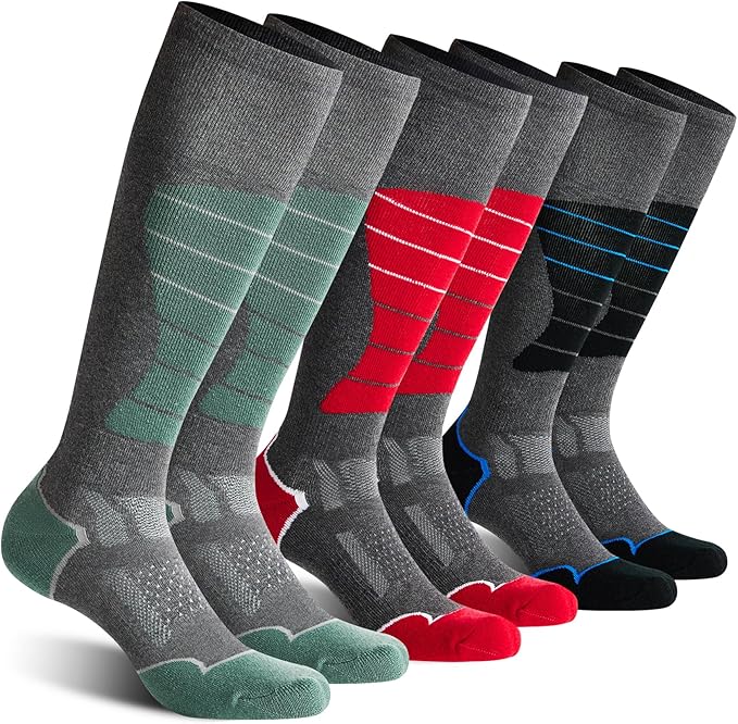 CS CELERSPORT 2/3/4 Pack Ski Socks for Men and Women Skiing, Snowboarding, Winter Performance Socks