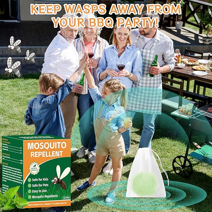 Mosquito Repellent, 24 Pack, Natural Insect Control for Indoor Outdoor, Patio, Yard, Camping (Peppermint)