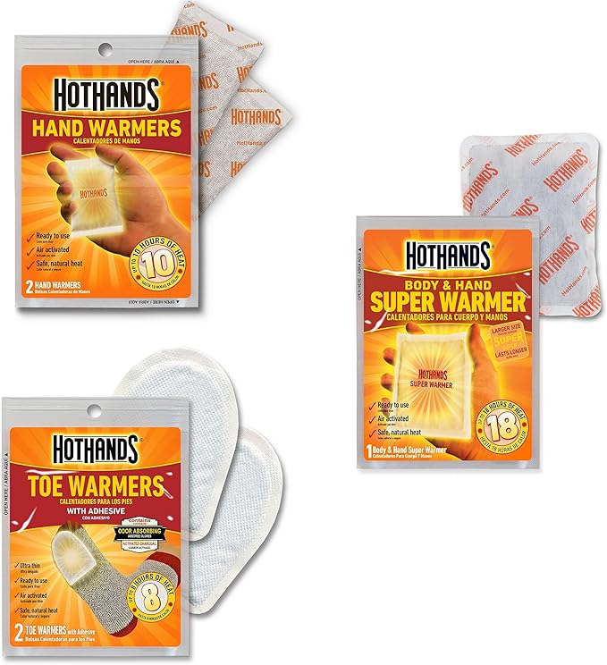 HotHands Toe, Hand, & Body Warmer Variety Pack - Long Lasting Safe Natural Odorless Air Activated Warmers