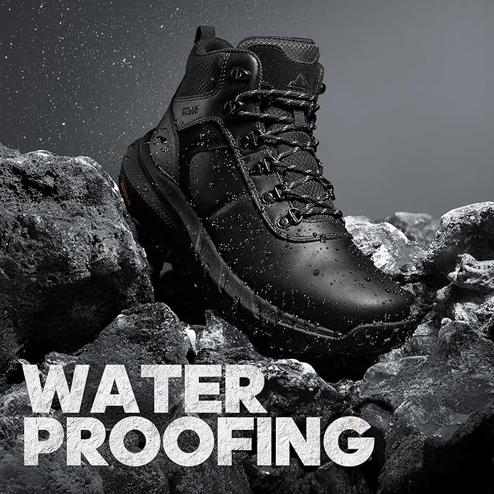 NORTIV 8 Men's Waterproof Hiking Boots Lightweight Outdoor Mid Trekking Leather Shoes DriftShield
