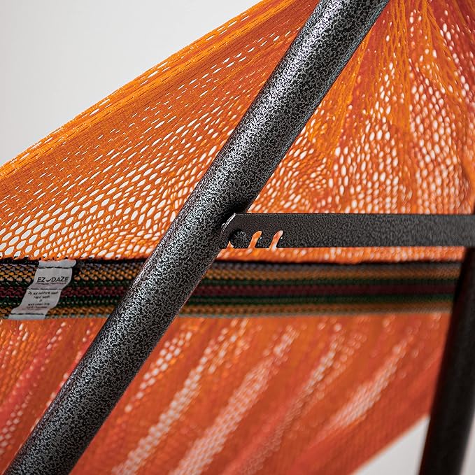 Best Home Fashion Hammock for 2 Persons with Collapsible Steel Stand 600 lbs Capacity- Portable Carrying Case, Adjustable, Perfect for Camping Beach Patio, EZ Daze Foldable Hammock with Stand- Orange