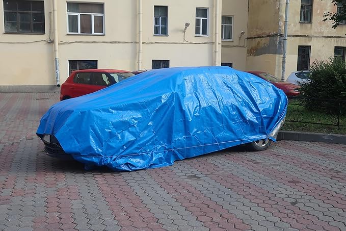 Multi-Purpose Large Tarp Waterproof Cover | Blue, 50' x 100' 5 Mil Thick | Rip Proof Tarps | Thick Weave Material, UV Resistant Great for Tarpaulin Canopy Tent, Boat, RV or Pool Cover