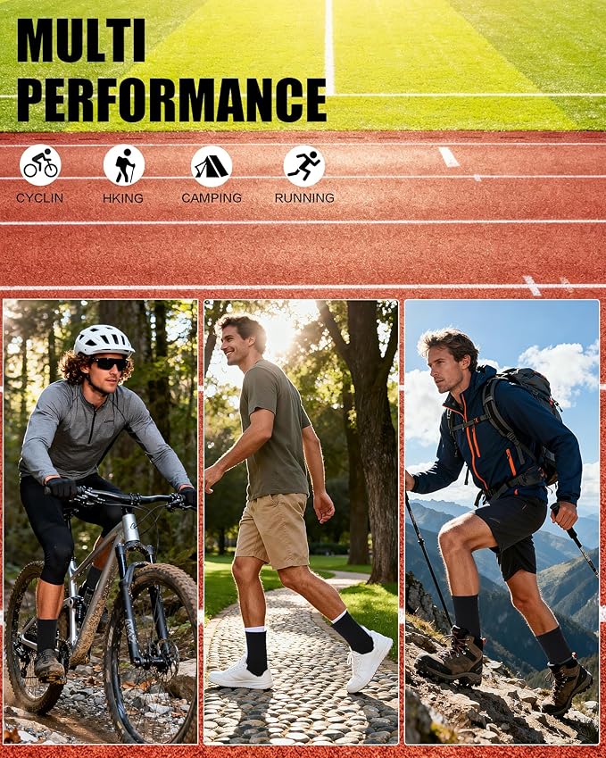 3 Pairs Men's Merino Wool Socks - Thermal Winter and Hiking Socks with Cushioned Support for Everyday Comfort