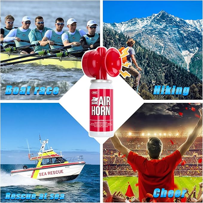 Air Horn 1.4oz 2pcs, Loud Mini Safety Boat Air Horn Can, Sports Event Starting Horn, Mini Small Compressed Blow Fog Bear Air, Celebrate Victory(2,Red)