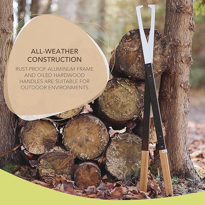 KABIN Fire Tong Log Grabber – Extra Long Firewood Claw Tongs for Fireplace, Outdoor Campfire, Firepit & More 38"
