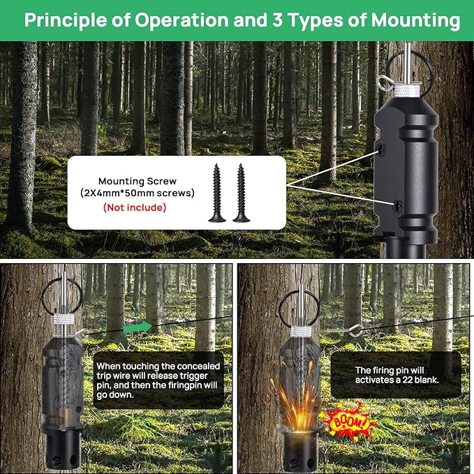 Perimeter Trip Alarm, 12 Gauge Camping Trip Wire Alarm Device, Early Warning Security System for Outdoor Camp Safe and Property Safety Bear Deterrent (Included 22.Adapter) (1 Pack)
