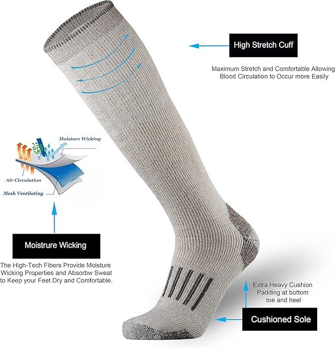 ONKE Max Full Cushion Knee High Socks for Men Steel Toe Work Boot Over the Calf OTC Moisture Wicking Thermal Hiking Hunting