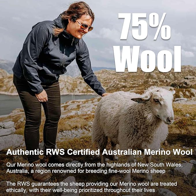 ZEAL WOOD Merino Wool Crew Hiking Socks for Women And Men with Full Cushion Moisture Wicking Walking Work Boot Socks