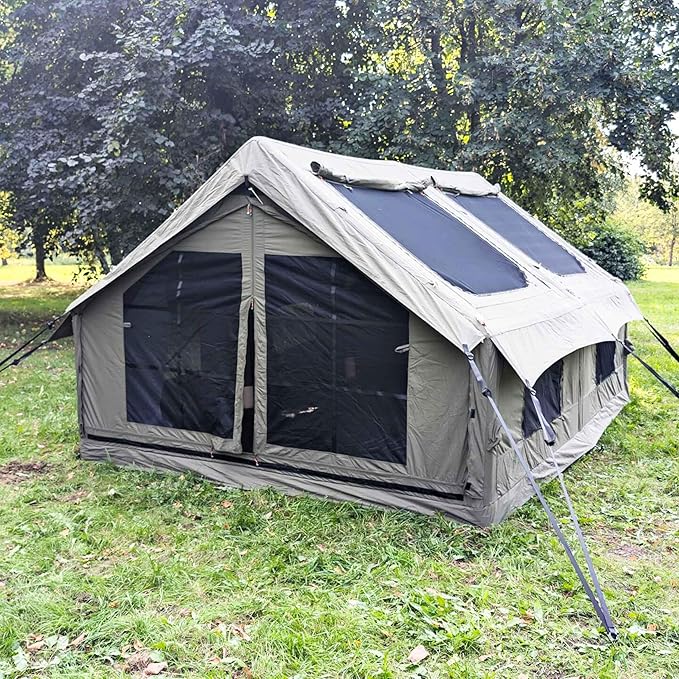 Panda Inflatable Tents for Camping with Stove Jack, Canvas Blow Up, Easy Setup Inflatable Tent, Waterproof Hot Inflatable Outdoor House, Casa de Campaña with Hand Pump