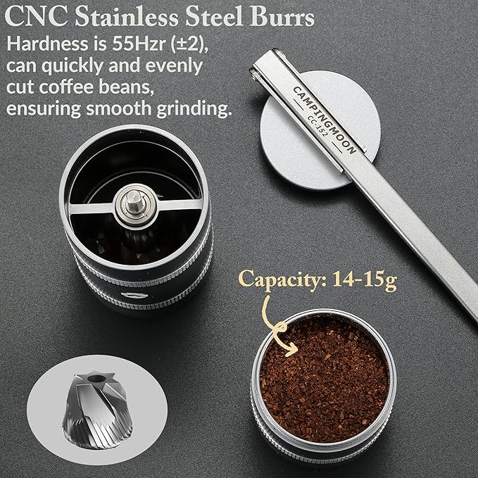 CAMPINGMOON Manual Coffee Grinder Coffee Mill Camping Stainless Steel Portable Small CC-115