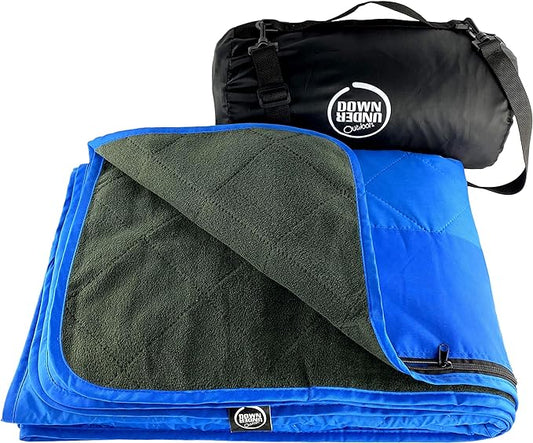 DOWN UNDER OUTDOORS Large Waterproof Windproof Extra Thick 350 GSM Quilted Fleece, or Sherpa Stadium Blanket