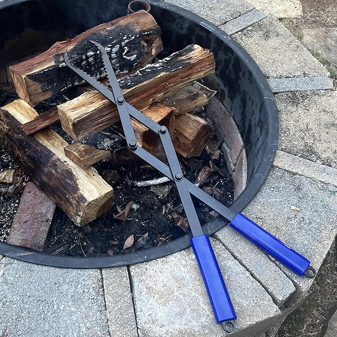 Firewood Tongs 28in Heavy Duty Fire Tongs for Fire Pit Bonfire Campfire Outdoor Indoor Log Grabber Rustproof Safely Moves Firewood