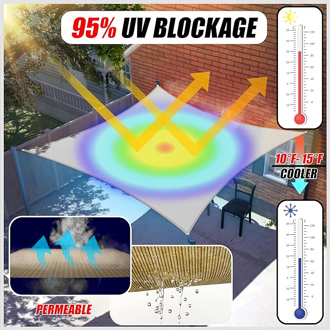 ColourTree Super Ring 19' x 25' x 31.41' Green Right Triangle Customized Size Sun Shade Sail,Commercial Grade Canopy, Reinforced Corners & Edges, 260 GSM Fabric Heavy Duty -3 Years Warranty