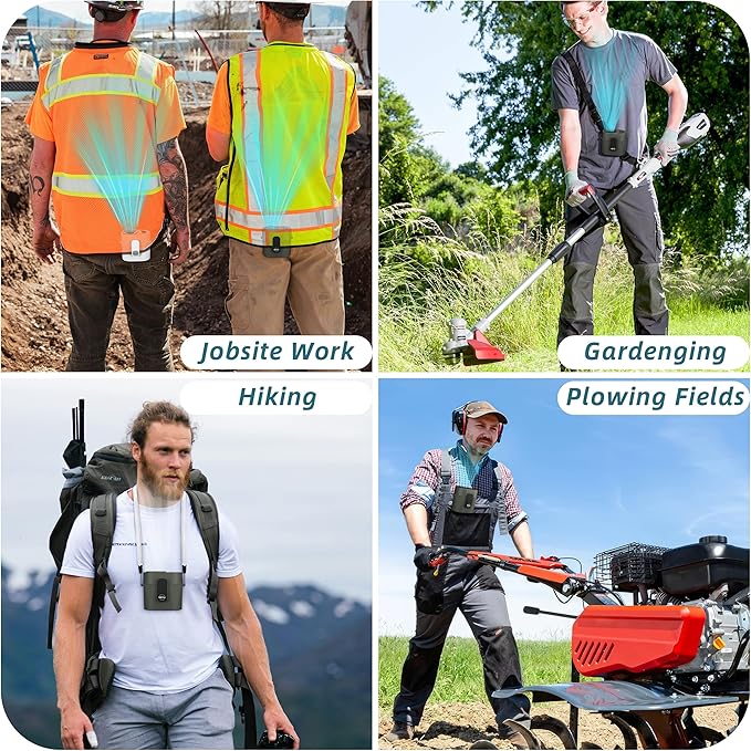 CIVPOWER Portable Waist Clip Fan: 20000 RPM Turbo Cooling - Rechargeable 8000 mAh Battery and LED Display - 5 Speed Belt Fan on Shirt for Outdoor/Jobsite/Camping/Travel (Green)