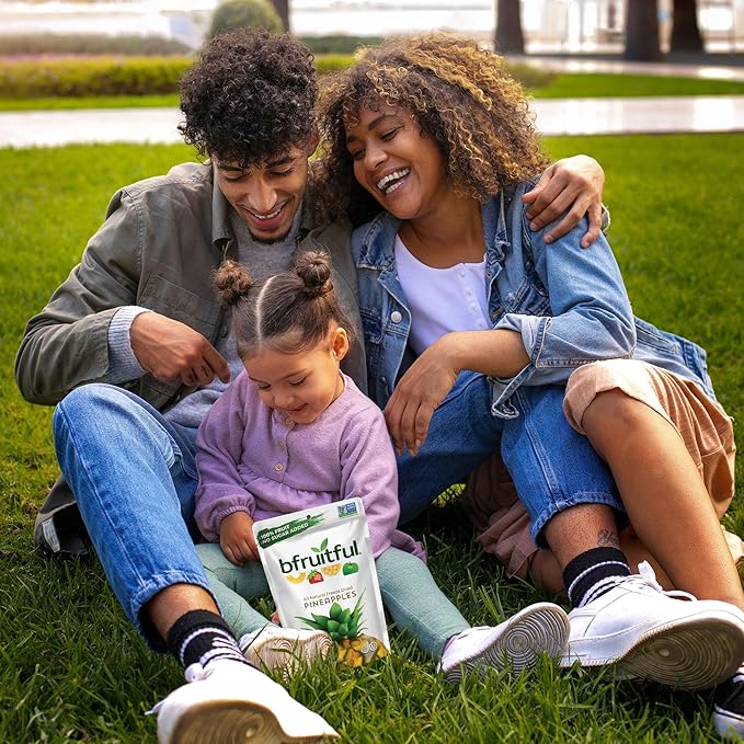 bfruitful Freeze-Dried Pineapple, Freeze Dried Fresh Fruit Bites, Gluten Free, Vegan, Dairy Free, Kosher, No Sugar Added, Non GMO, Healthy Snacks for Kids or Adults, 0.56 oz Single-Serve Snack Packets, 24 Pack