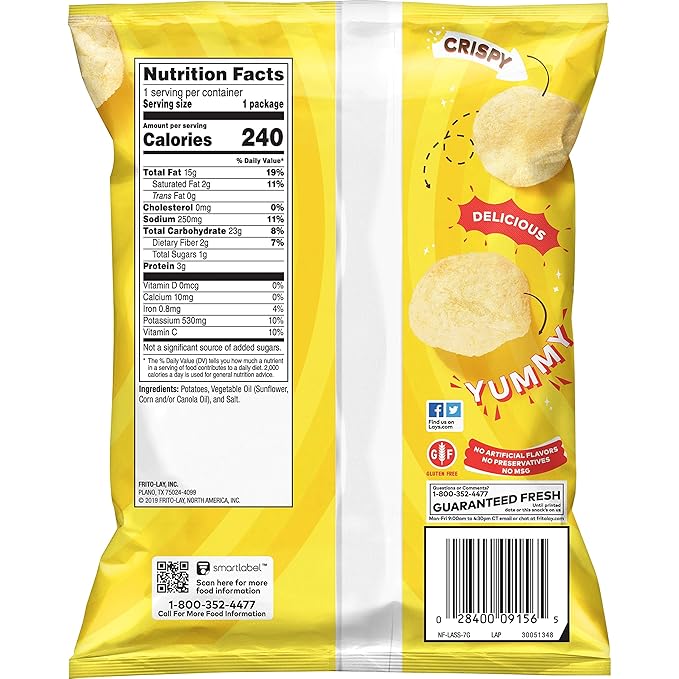 Lay's Potato Chips, Classic, 1.5 Ounce (Pack of 64)