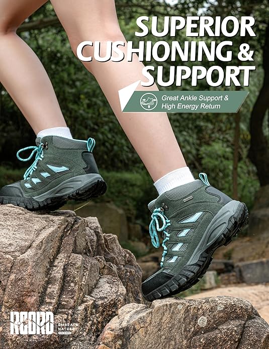 R CORD Hiking Boots Women Waterproof Breathable Non-Slip Womens Hiking Boots Arch Support for Rocky Trails Mountain Climbing & All-Day Comfort
