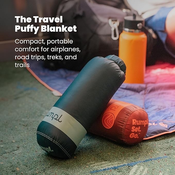 Rumpl Travel Puffy Blanket, Ultra-Packable Travel-Size Warmth and Comfort, Deepfoam Fade