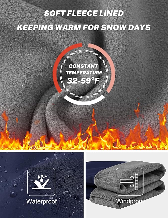 MoFiz Women's Waterproof Insulated Snow Pants Fleece Lined Winter Ski Hiking Pants Warm Outdoor Softshell with Elastic Waist