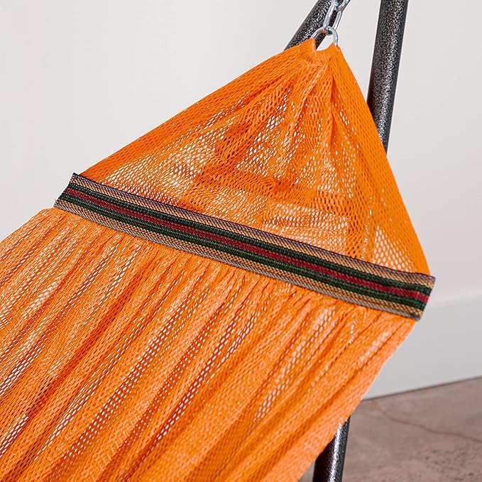 Best Home Fashion Hammock for 2 Persons with Collapsible Steel Stand 600 lbs Capacity- Portable Carrying Case, Adjustable, Perfect for Camping Beach Patio, EZ Daze Foldable Hammock with Stand- Orange