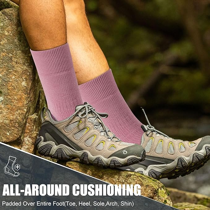 ZEAL WOOD Merino Wool Crew Hiking Socks for Women And Men with Full Cushion Moisture Wicking Walking Work Boot Socks