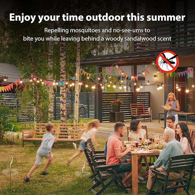 KICKOUTOR® Mosquito Repellent Incense Sticks 24 Count Jumbo, 8-Hour Deet Free Bug Protection Each, Made with Natural Citronella Essential Oils and Sandalwood for Outdoor Patio Backyard Camping