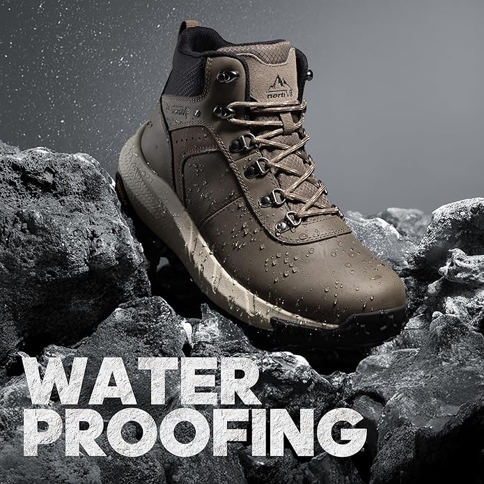 NORTIV 8 Men's Waterproof Hiking Boots Lightweight Outdoor Mid Trekking Leather Shoes DriftShield