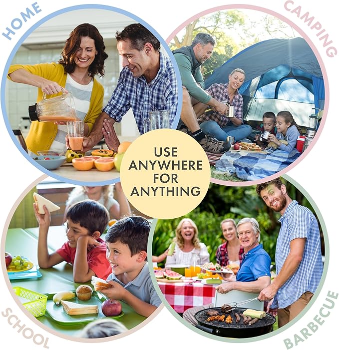 FOODLE Wheat Straw Dinnerware Set - BPA Free & Safety Certified - Unbreakable, Microwave & Dishwasher Safe Dishes - Picnic, Dorm, RV, Camping Plates Cups and Bowls - Great for Kids & Adults - For 6