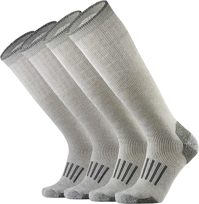 Merino Wool Over the Calf Socks for Men Hiking Hunting Ski Snowboarding Knee High Boot Warm Thick Cold Weather Winter