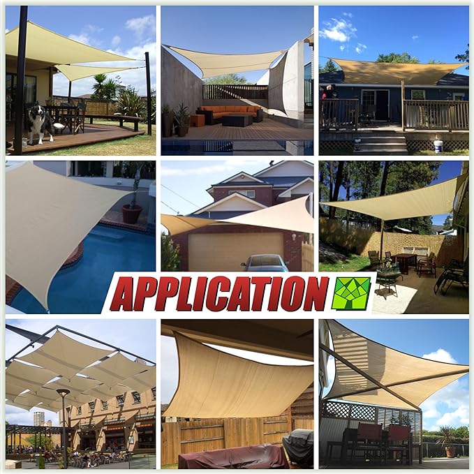 ColourTree Super Ring 10' x 10' x 10' Green Triangle Customized Size Sun Shade Sail,Commercial Grade Canopy, Reinforced Corners & Edges, 260 GSM Fabric Heavy Duty -3 Years Warranty