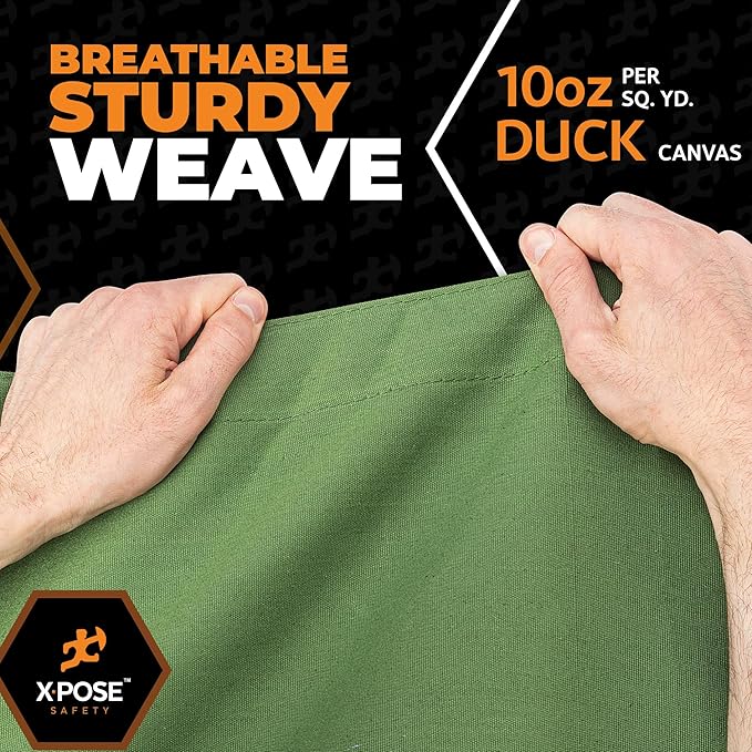 Xpose Safety Canvas Tarp - 10oz Green Canvas Tarps Heavy Duty Water Resistant with Brass Grommets- Multipurpose Outdoor Tarpaulin for Camping, Canopy, Trailer,Equipment Cover 12' x 14'