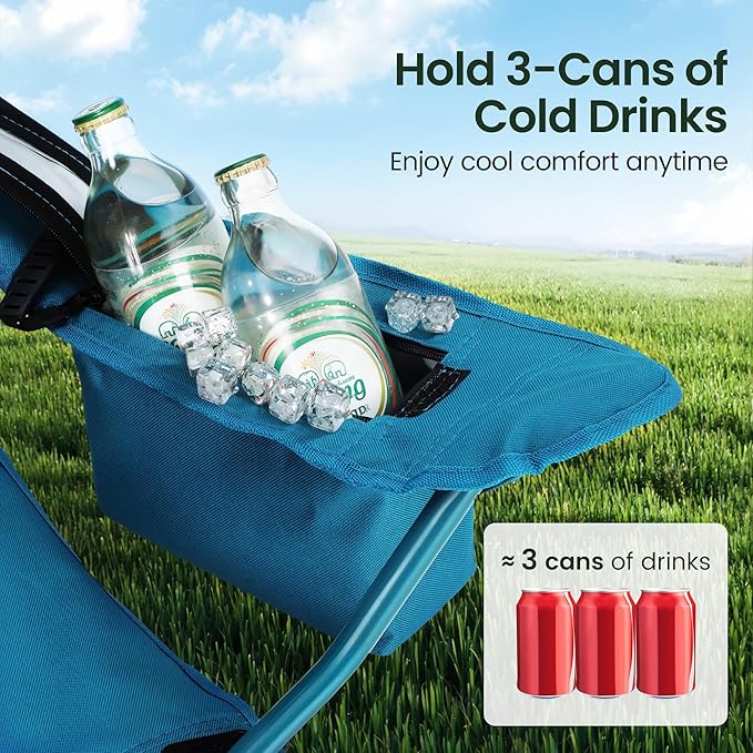 HIGH POINT SPORTS 2 Pack Portable Camping Chair for Adults, Folding Outdoor Camp Chair Lightweight Lawn Chairs Folding Collapsible Chair for Camping, Tailgates, Beach, Blue, Support 250 lbs