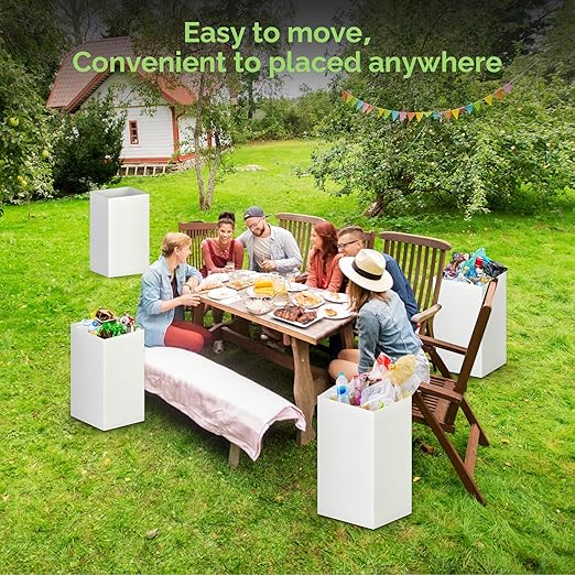 8 Pack Extra Large Disposable Trash Cans, Reusable Portable Garbage Can, 13 Gallon (21.6" H x 13.5" W x 10" D), Extra Thick Recycled Cardboard Portable Garbage Can and Recycling Bins,White