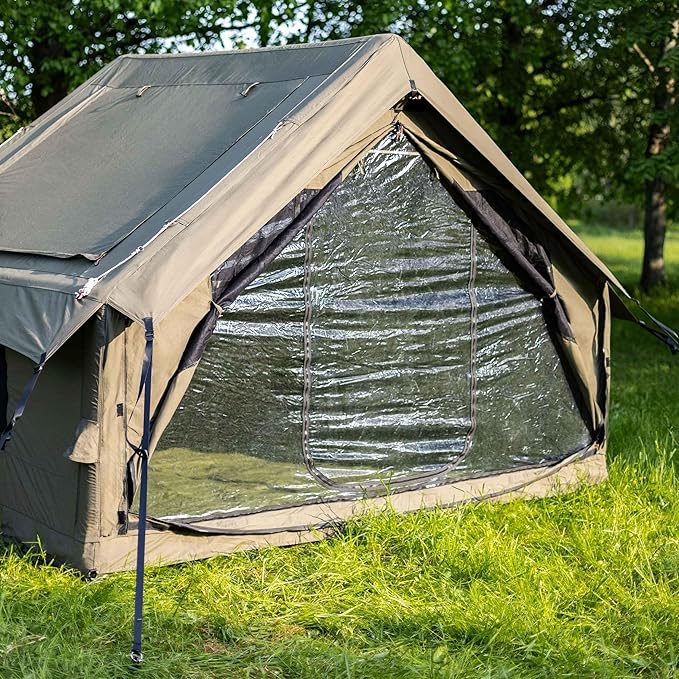 Panda Inflatable Tents for Camping with Stove Jack, Canvas Blow Up, Easy Setup Inflatable Tent, Waterproof Hot Inflatable Outdoor House, Casa de Campaña with Hand Pump