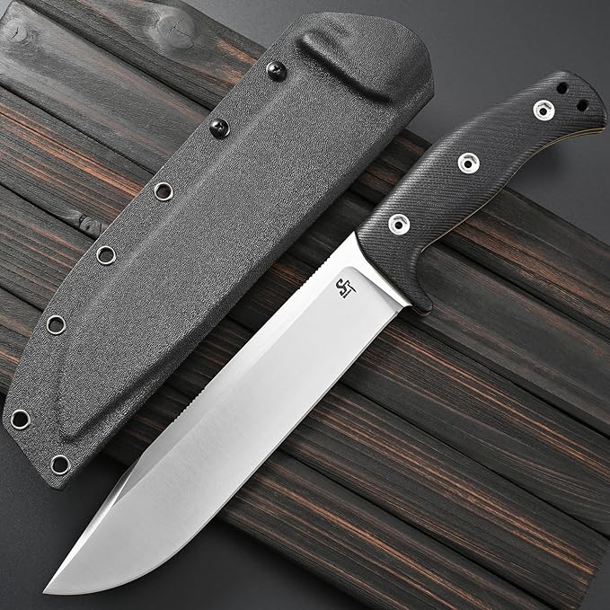 Sitivien ST12 Plus Fixed Blade Knife Sleipner Brushed Steel Blade G10 Handle Full Tang EDC Straight Knife for Camping Hunting Fishing(Silver)